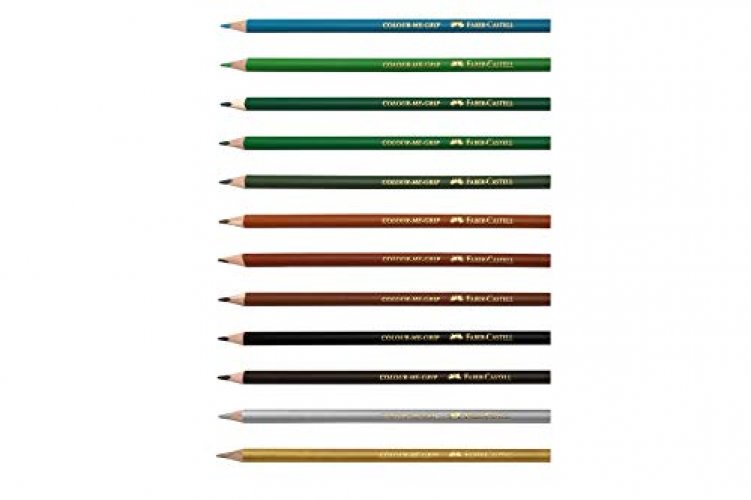 Faber Castell 24 Tri-colour Pencil Set Best Grip Includes Silver & Gold