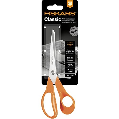 Fiskars 1000815 General Purpose Scissors, Total Length: 21 cm, Quality  Steel/Synthetic Material, Classic, one, Orange