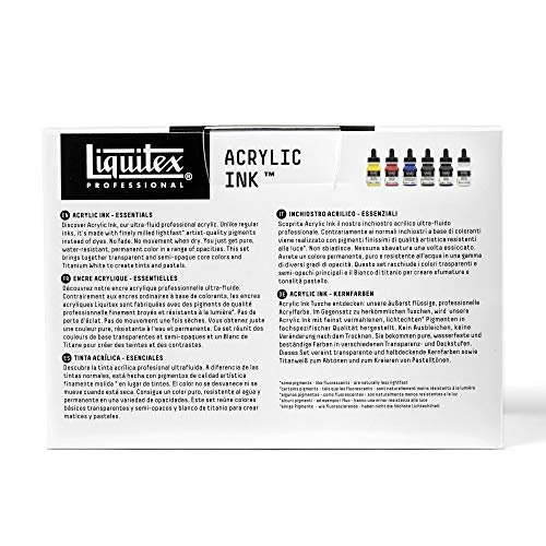  Liquitex Professional Acrylic Ink, 1-oz (30ml), Essential Color  Set, Set of 6