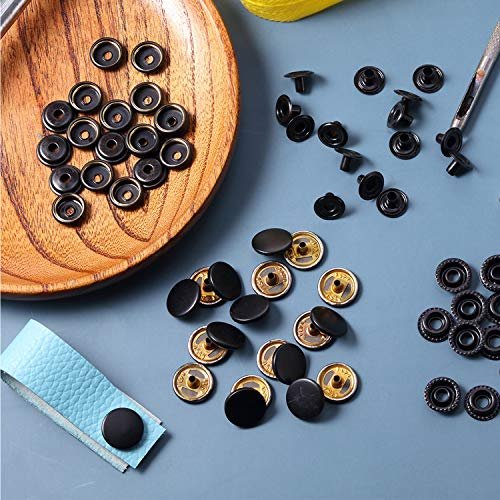 Mudder 12 Sets Snap Fastener Kit, Press Studs Snap Fasteners Clothing Snaps  Button with 2 Pieces Installation Tools for Bags, Jeans