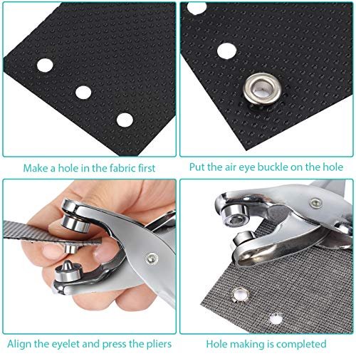 301 Pcs Grommet Eyelet Pliers Tool Kit, Fabric Leather Hole Eyelets and  Grommets Punch Pliers with 300 Metal Eyelets Portable Grommet Tool Kit for