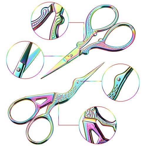 Crane Embroidery Scissors - Small Scissors- Gold Small Shears - Crane Gold  Scissors - Rainbow Scissors - Colorful Crane Scissors