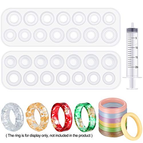 2 Pieces Resin Ring Molds Silicone Ring Molds Assorted Sizes Ring Casting  Mold Resin Casting Circle Jewelry Molds With Syringe In 20 Ml For Diy Craft  - Imported Products from USA - iBhejo