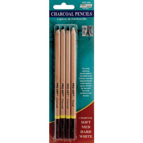 12 Pack Charcoal Pencil - Drawing Pencils - 4 SOFT - 4 MED - 4 HARD