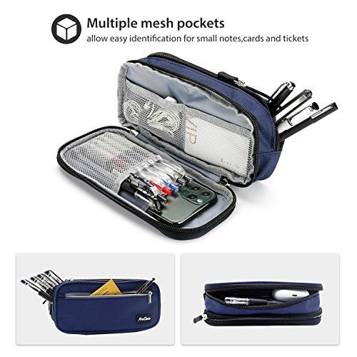 Multifunctional Mesh Zipper Pencil Case Double Layer Stationery