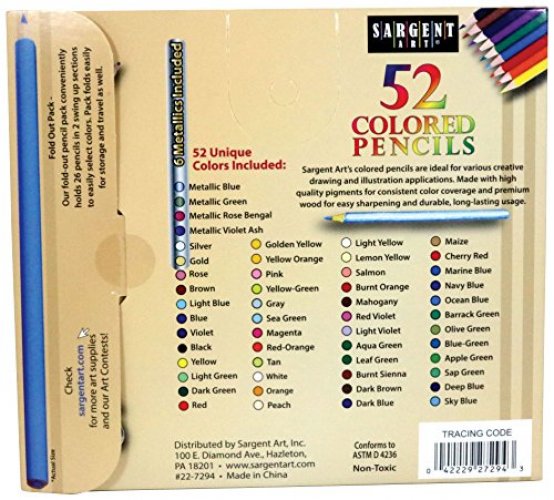 Colored Pencils - Sargent Art Set of 52 Colored Pencils including