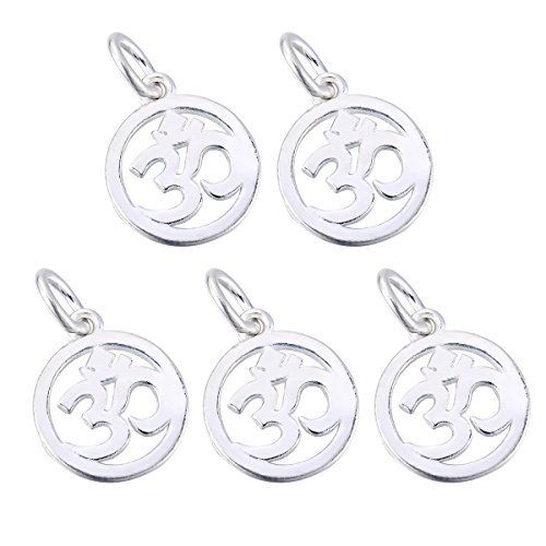 Hooami 925 Sterling Silver Charms For Jewelry Making - 5Pcs Ohm