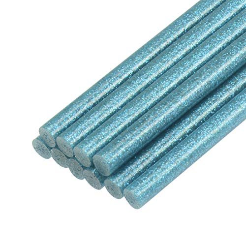 Mini Hot Glue Sticks for Glue Gun 0.27-inch x 4-inch Blue Glitter 10pcs