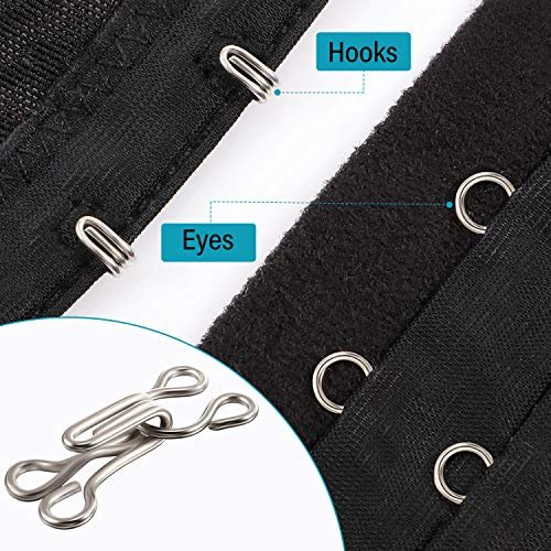 90 Pairs Sewing Hooks and Eyes Closure for Bra Clothing Trousers Skirt Jackets Fasteners Sewing DIY Craft,3 Sizes Black and Silver