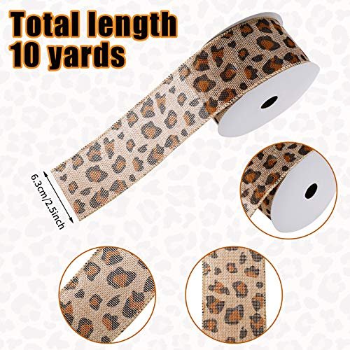 Cheetah Print Wired Ribbon, 1 1/2 Inch Ribbon, Burlap Leopard Print , 10  Yard Ribbon 