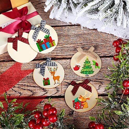 48 Pieces Wood Ornaments For Crafts Wooden Unfinished Circle With Holes  Round Wood Cutout Blank Painting Disc Slices Hanging Round Wooden Slices  For - Imported Products from USA - iBhejo