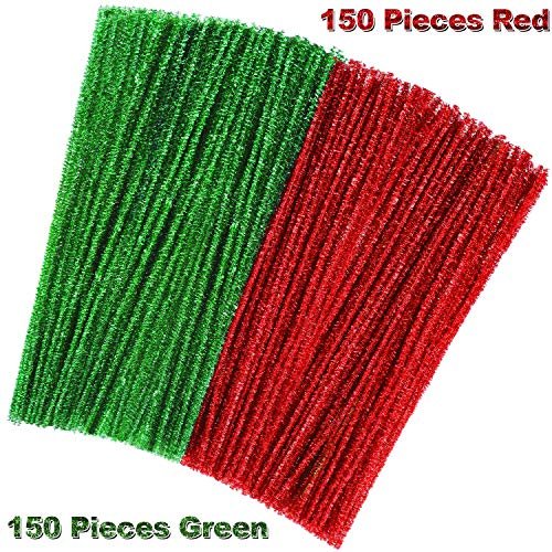 12 Wired Craft Metallic Chenille Stems - Pipe Cleaners (25 Pcs) Red