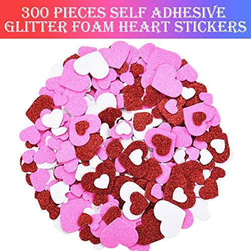 Willbond 18 Pieces Valentines Foam Heart Foam Craft Hearts And 300 Pieces  Self-Adhesive Heart Stickers Glitter Foam Stickers For Valentine'S Day Diy  - Imported Products from USA - iBhejo