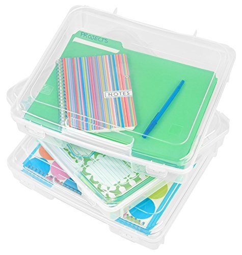 x 14 in IRIS 14 in Portable Project Organizer Case in Clear Scrapbooking Supplies Storage and Many More great for Arts and Crafts Portable and Durable 