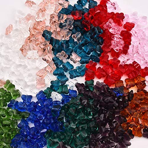 100pcs Crystal Butterfly Beads - LONGWIN 14mm Multicolor Glass Beads for  Jewelry Making Chandelier Parts
