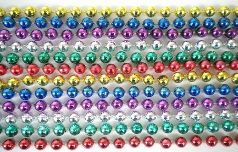 Mardi Gras Beads 33 inch 07mm Round Metallic Purple 6 Dozen (72 Necklaces)