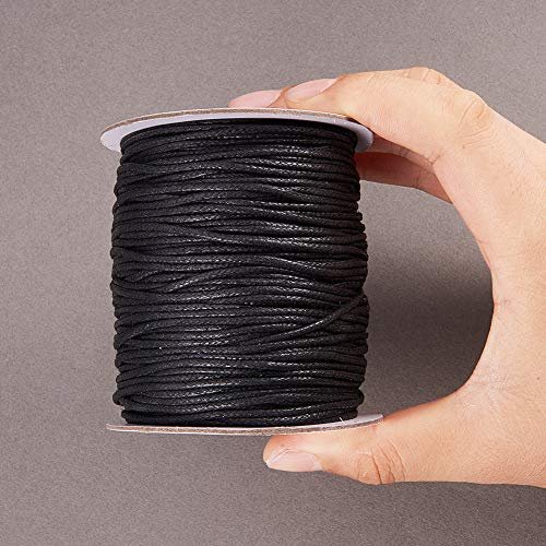 Black Wax Cotton Cord 1.5 mm Macrame Cord, String Jewellery Bracelet  Necklace