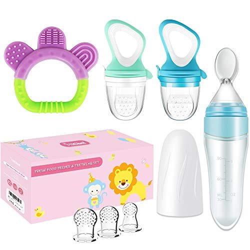 Food Feeder Baby Fruit Feeder Pacifier (2 Pack) with 3 Different Sized  Silicone Pacifiers, Infant Teething Toy Silicone Teether and Squeeze Baby  Food - Imported Products from USA - iBhejo