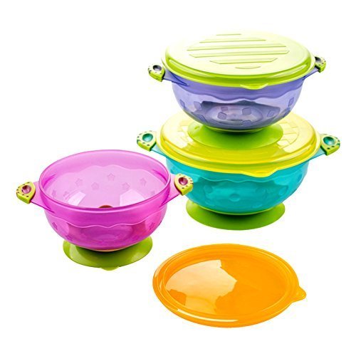 RyanLemon Baby Dishes, Suction Bowls for Baby, Baby Bowls and Spoons,  Silicone Bib & Heat Senstive Feeding Spoons, 9Pcs Silicone Baby Feeding  Set