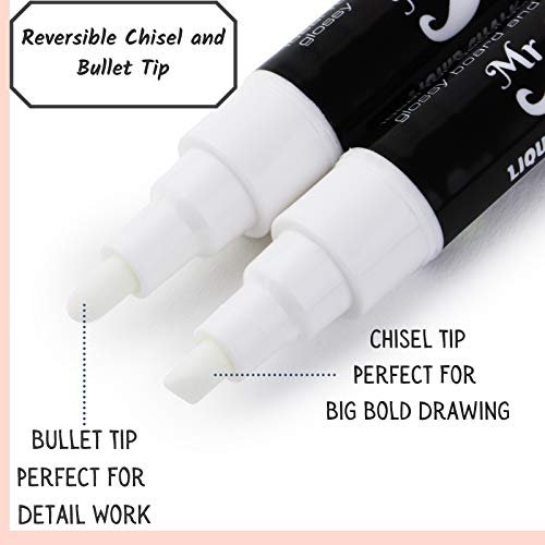 White Chalk Markers 4 Pack Dual Tip 8 Labels Dry Erase Blackboard  Chalkboard
