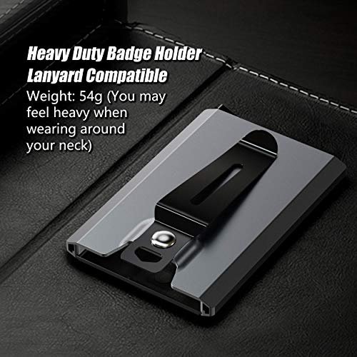 ELV Aluminium ID Badge Card Holder (up to 4 Cards) w/ Lanyard, Quick  Release Button & Clip (Gray) 