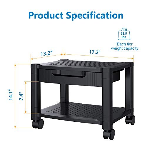 HUANUO HNDPS Printer Stand - Under Desk Printer Stand with Cable