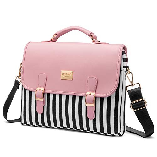 LOVEVOOK Computer Bags for Women, Laptop Bag 14 Inch, Laptop Case with Trolley Sleeve, Pink