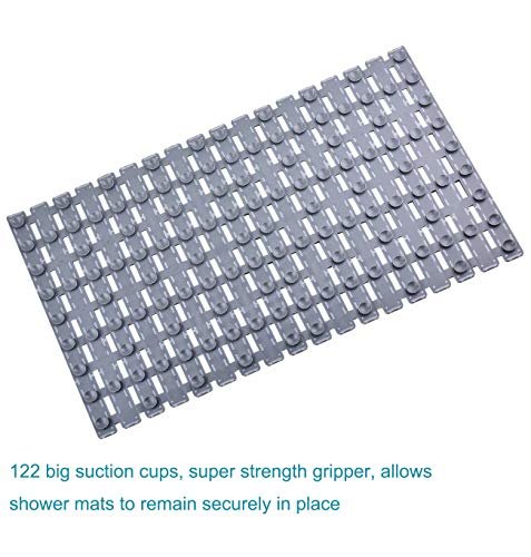 i frmmy Non Slip Bath Shower Floor Mat with Drain Hole, Anti Slip Bathroom  Stall Mat with Suction Cups- Gray