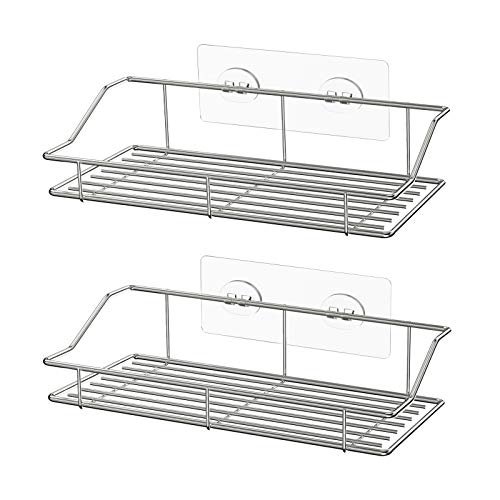 2-Pack Adhesive Shower Caddy, Shower Shelf, No Drilling Wall Mounted Shower  Rack, Rustproof Stainless Steel Inside Shower & Kitchen Storage Black Color  