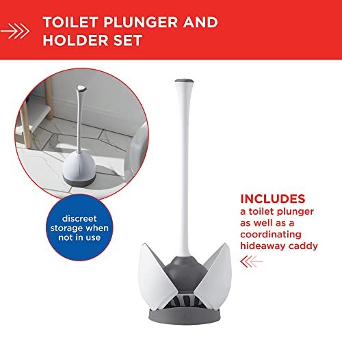 Clorox Hideaway Toilet Plunger, with Caddy, White