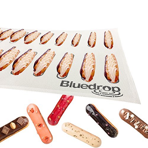 Bluedrop Eclair Baking Sheets Perforated Silicone Bread Mat Non Stick Oven Liner for USA Full Pan Size Steaming Mesh, Black
