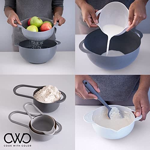 COOK WITH COLOR Mixing Bowls - 4 Piece Nesting Plastic Mixing Bowl