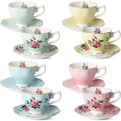 BTaT- Tea Cups, Tea Cups and Saucers Set of 6, Tea Set, Floral Tea Cups  (8oz), Tea Cups and Saucers …See more BTaT- Tea Cups, Tea Cups and Saucers  Set