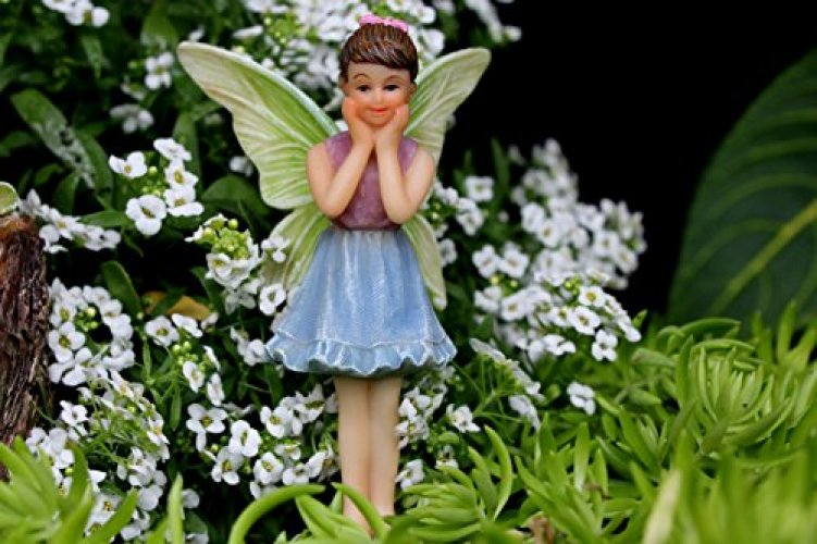 PRETMANNS Fairy Garden Accessories Kit Miniature Fairy Figurines & Flower Stum