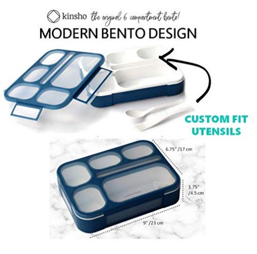 6 Compartment Lunch Boxes. Bento Box Lunchbox Snack Containers for Kids,  Boys Girls Adults. School Daycare Meal Planning Portion Control Container.