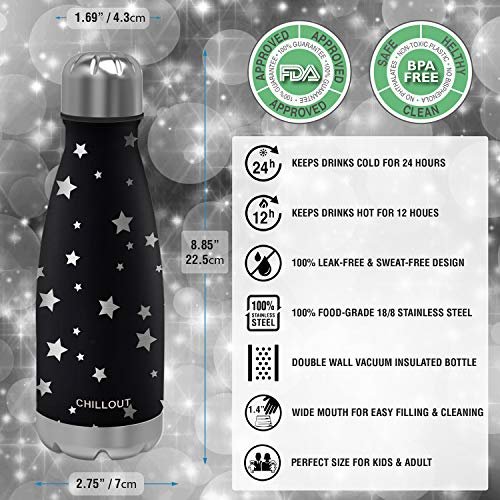 CHILLOUT LIFE Stainless Steel Water Bottle for Kids School and Adults