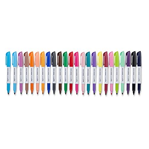 Basics Felt Tip Marker Pens, 24-Pack, Assorted Colors
