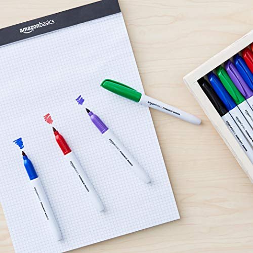 Basics Felt Tip Marker Pens, 24-Pack, Assorted Colors