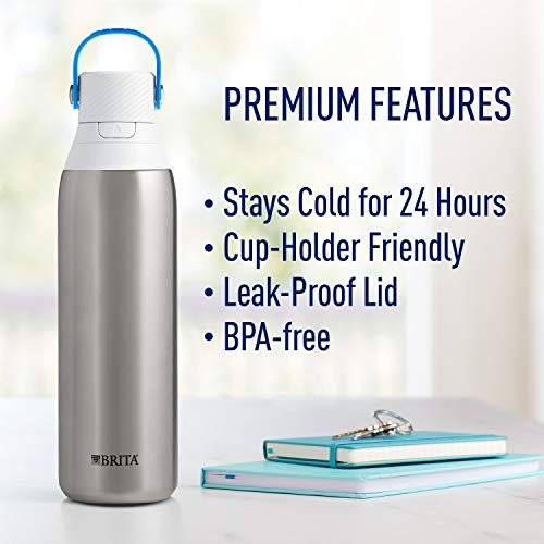 Brita Insulated Filtered Water Bottle with Straw, Reusable, Stainless Steel  Metal, 32 Ounce