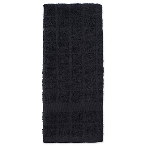 Solid Black Windowpane Terry Dishtowel (Set Of 4)