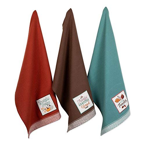 DII Fall Basics Collection Embellished Dishtowel Set, 18x28, Thankful &  Grateful 3 Piece - Imported Products from USA - iBhejo