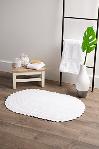 DII Off White Round Crochet Bath Mat