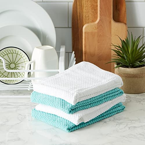 Aqua Windowpane Terry Dishtowel (Set Of 4)