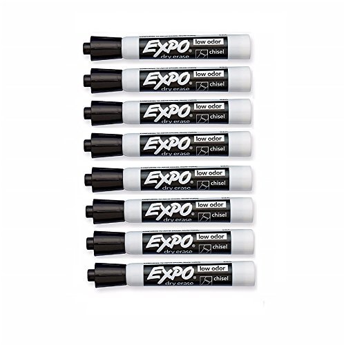 Expo Low Odor Dry Erase Markers, Chisel Tip, Black, 8 Count