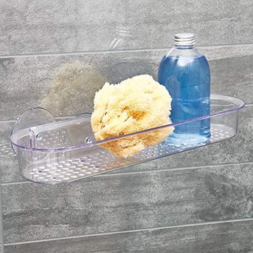 Plastic Suction Bathroom Organization Shower Caddy Basket, Clear