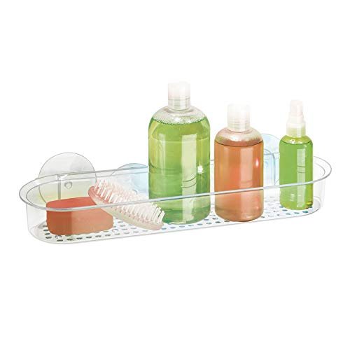 Suction Bathroom Shower Shampoo Conditioner Organizer Basket Soap Holder  Clear