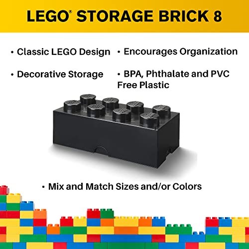 LEGO STORAGE BRICK BOX 8 KNOBS KIDS CHILDRENS BEDROOM PLAYROOM VARIOUS  COLOURS