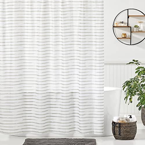 Mdesign Polyester Fabric Modern Stamped Stripe Print Shower Curtain With  Reinforced Buttonholes For Master And Guest Bathroom - Machine Washable &  Wa - Imported Products from USA - iBhejo
