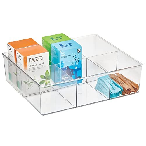 mDesign Plastic 6 Compartment Kitchen Drawer Divided Organizer Bin for  Teas, Packets, Spices, Snacks, Food Packets, Applesauce - Pantry Shelf  Storage