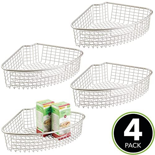 mDesign Metal Farmhouse Kitchen Cabinet Drawer Organizer Basket, 4